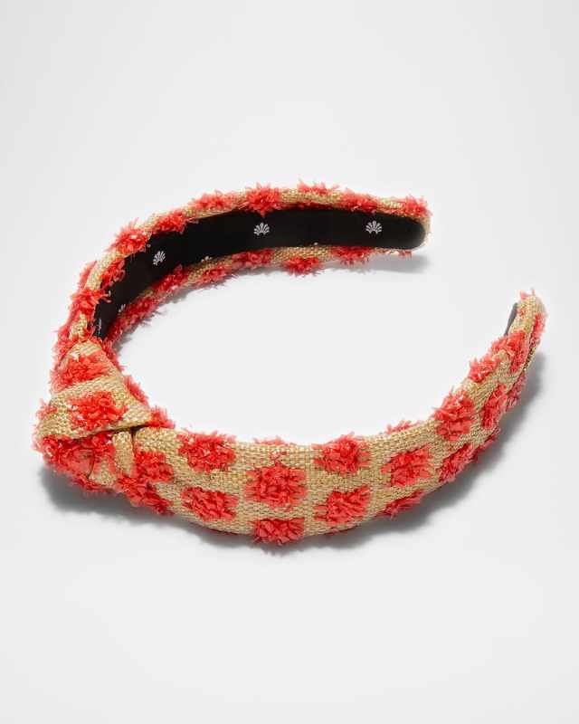 Slim Knotted Dotted Raffia Headband